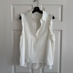 DR2 Ivory Ruffle Trim Sleeveless Blouse
